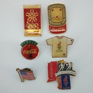 Vintage Olympic Coca Cola Champion American Flag Pins Collection 88' 96' 68'